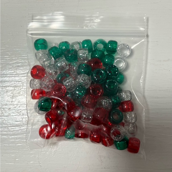 100 Red & Green Pony Beads, Christmas Beads Jewelry Beads, DIY Beads Craft Beads - Picture 2 of 2
